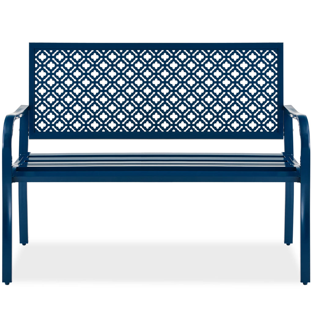 Peacock Blue 2-Person Metal Steel Outdoor Bench R333