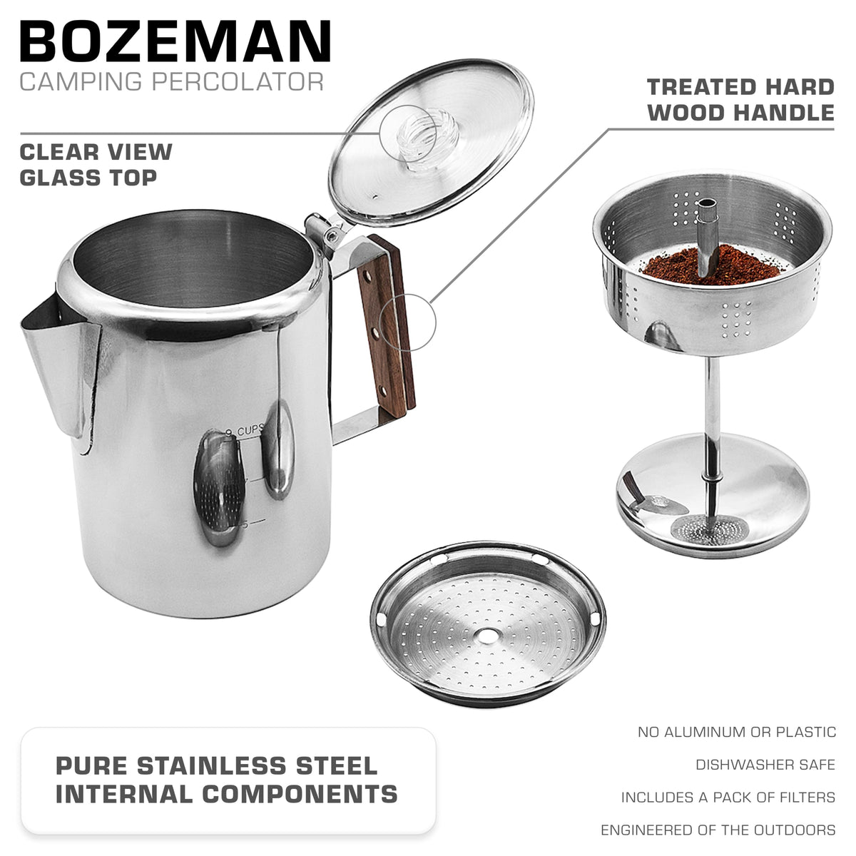 Percolator Coffee Pot with Glass Globes and Filters V60768