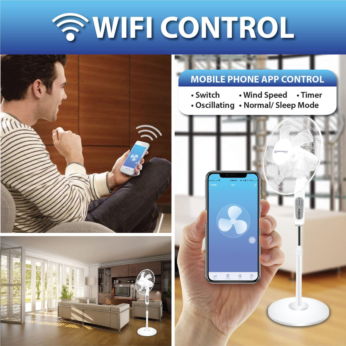 16” WIFI Enabled Oscillating Pedestal Fan L25290