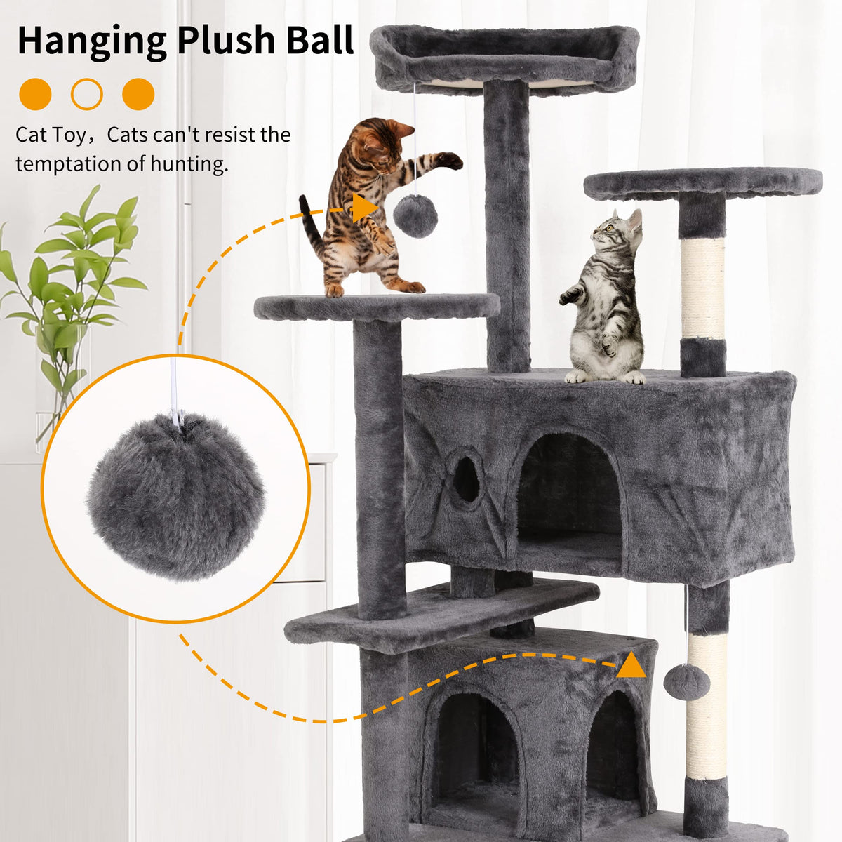 70 Inches Navy Blue Cat Tree B5807