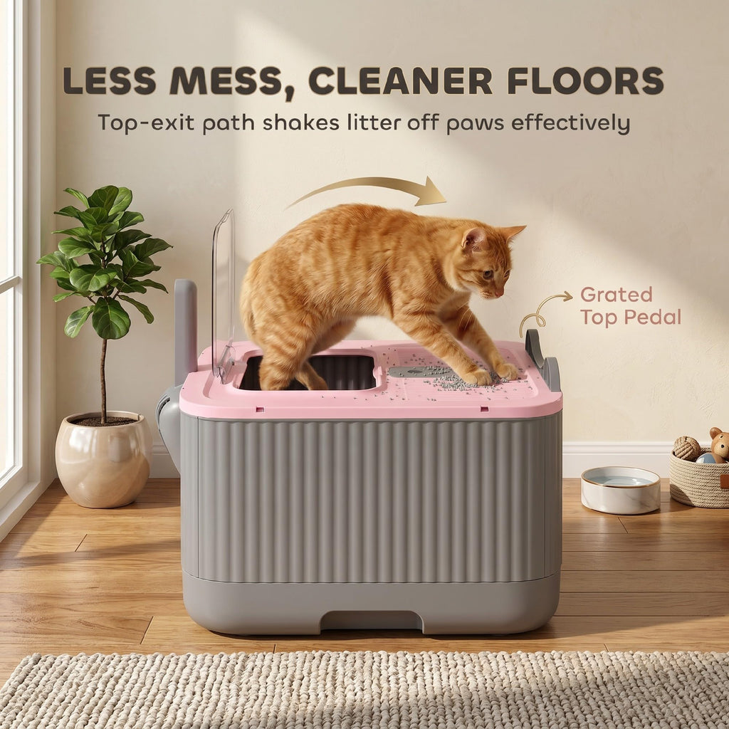 Pink Enclosed Cat Litter Box R754144