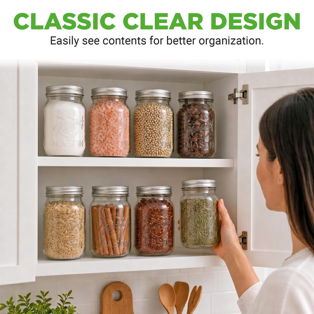 8-Pack 16 oz Glass Mason Jars with Lids J4481