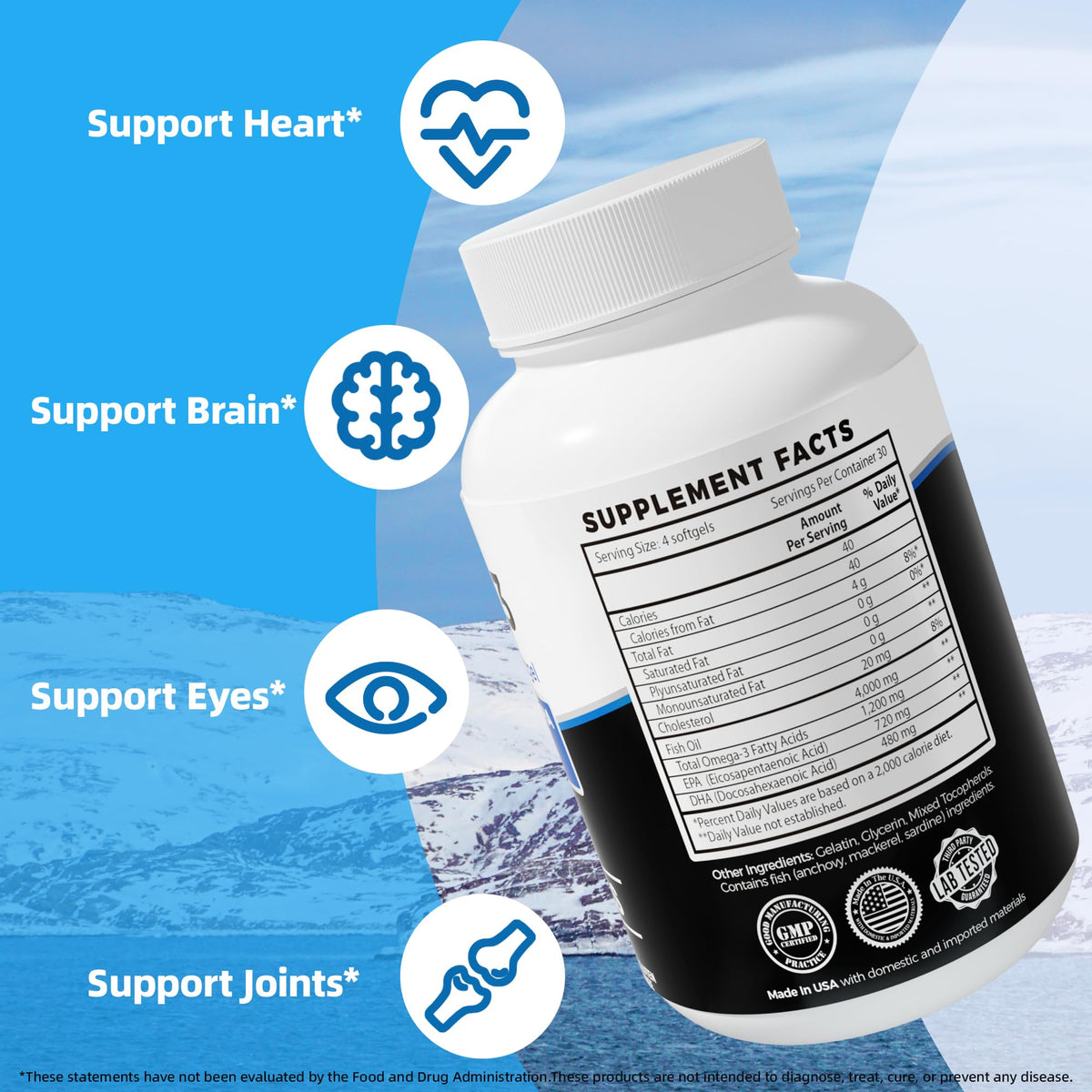 Omega 3 Fish Oil 4000mg 120 Softgels EPA DHA S25915