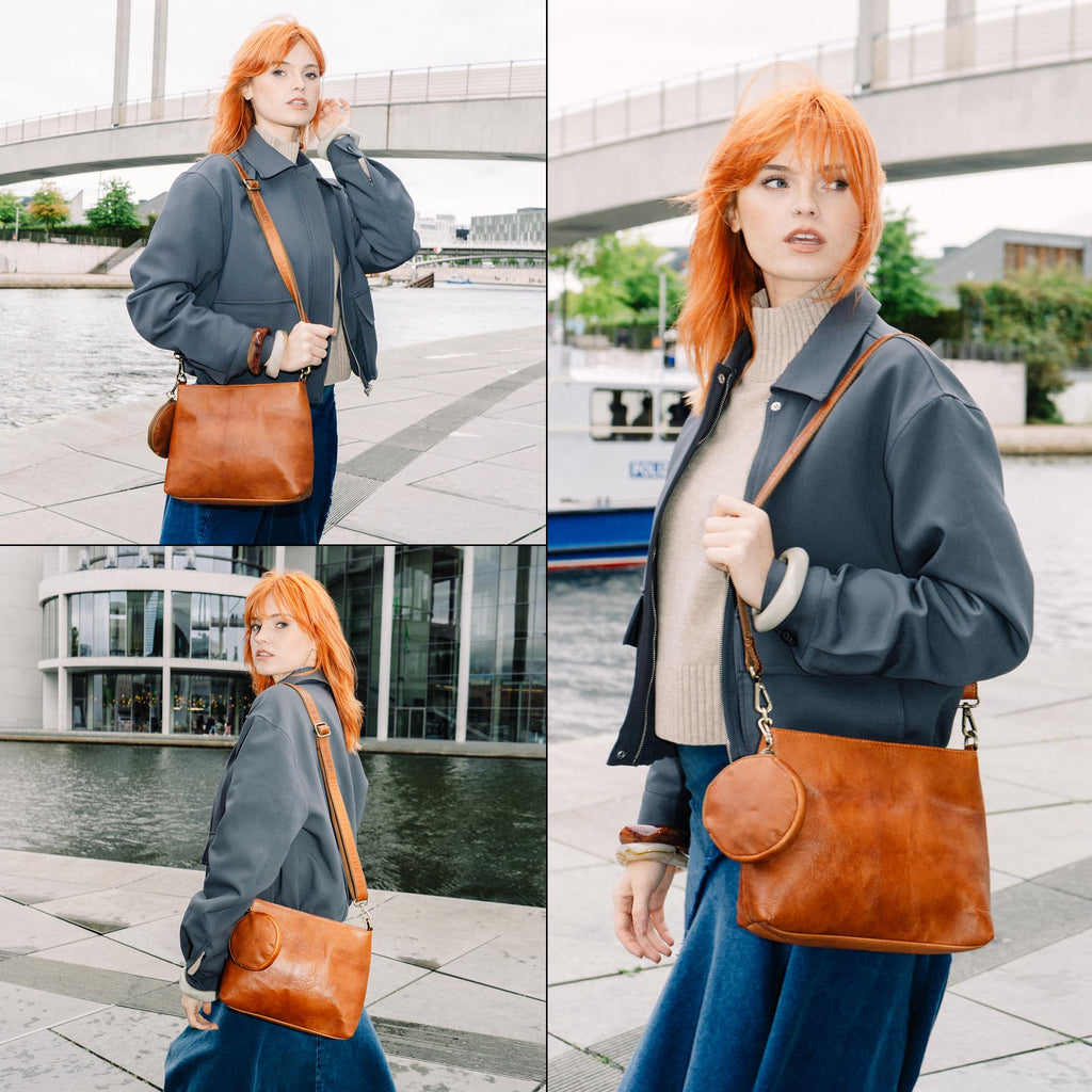 Full Grain Leather Crossbody Purses T2508