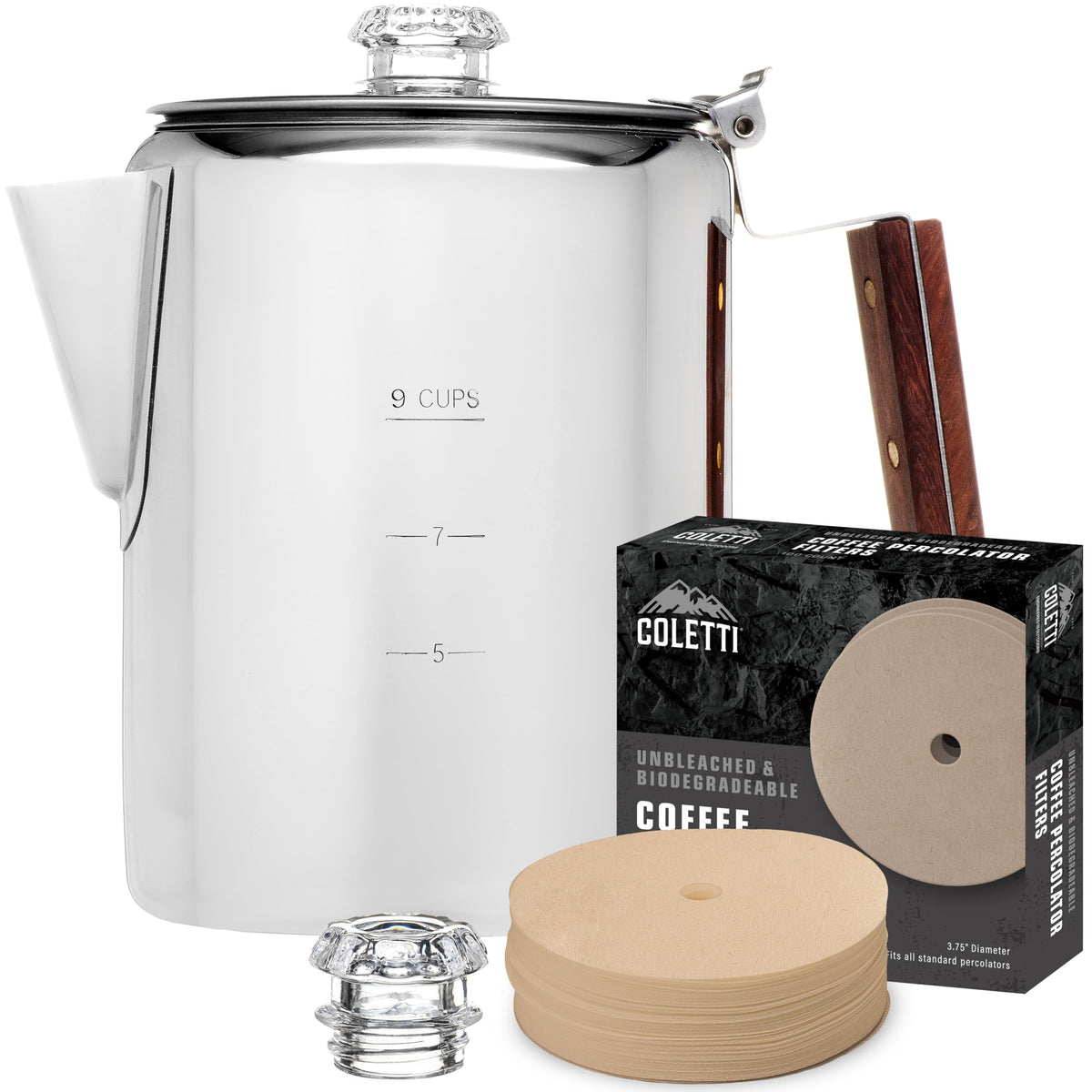 Percolator Coffee Pot with Glass Globes and Filters V60768