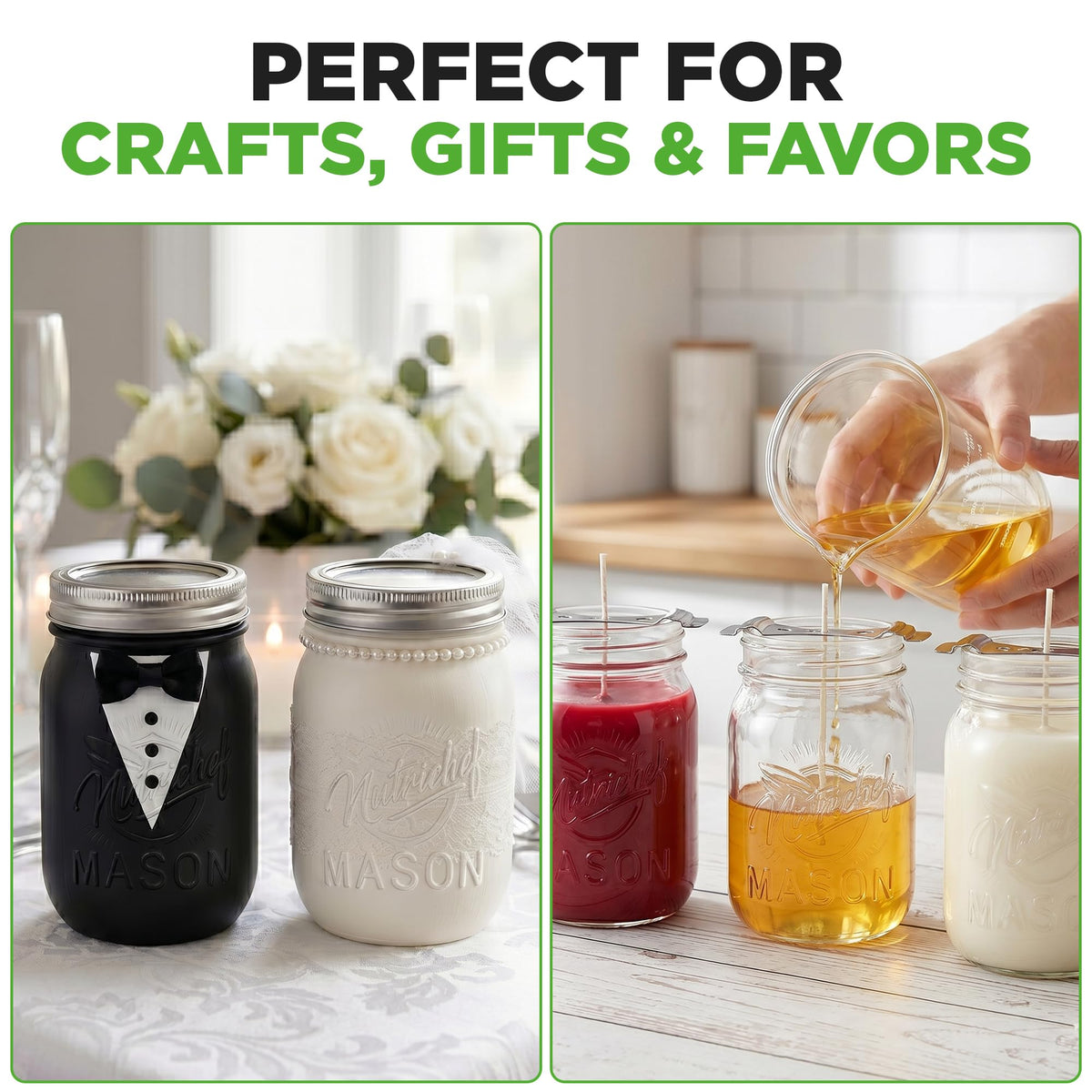 8-Pack 16 oz Glass Mason Jars with Lids J4481