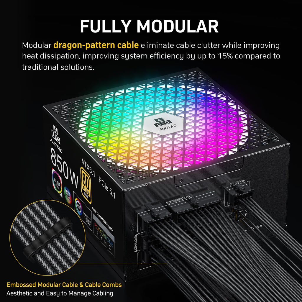 850W Fully Modular 80+ Gold ATX 3.1 Power Supply M59225