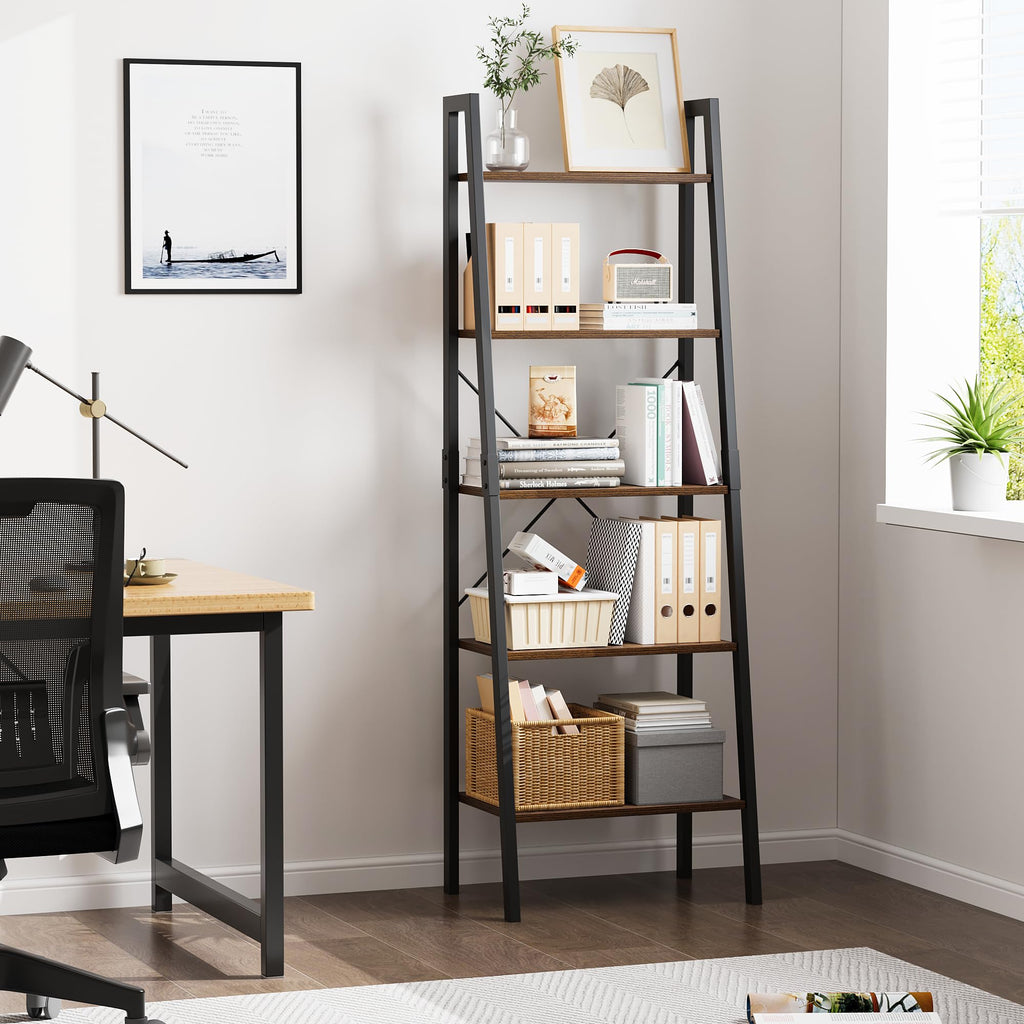 5-Tier Ladder Bookshelf with Metal Frame B97632