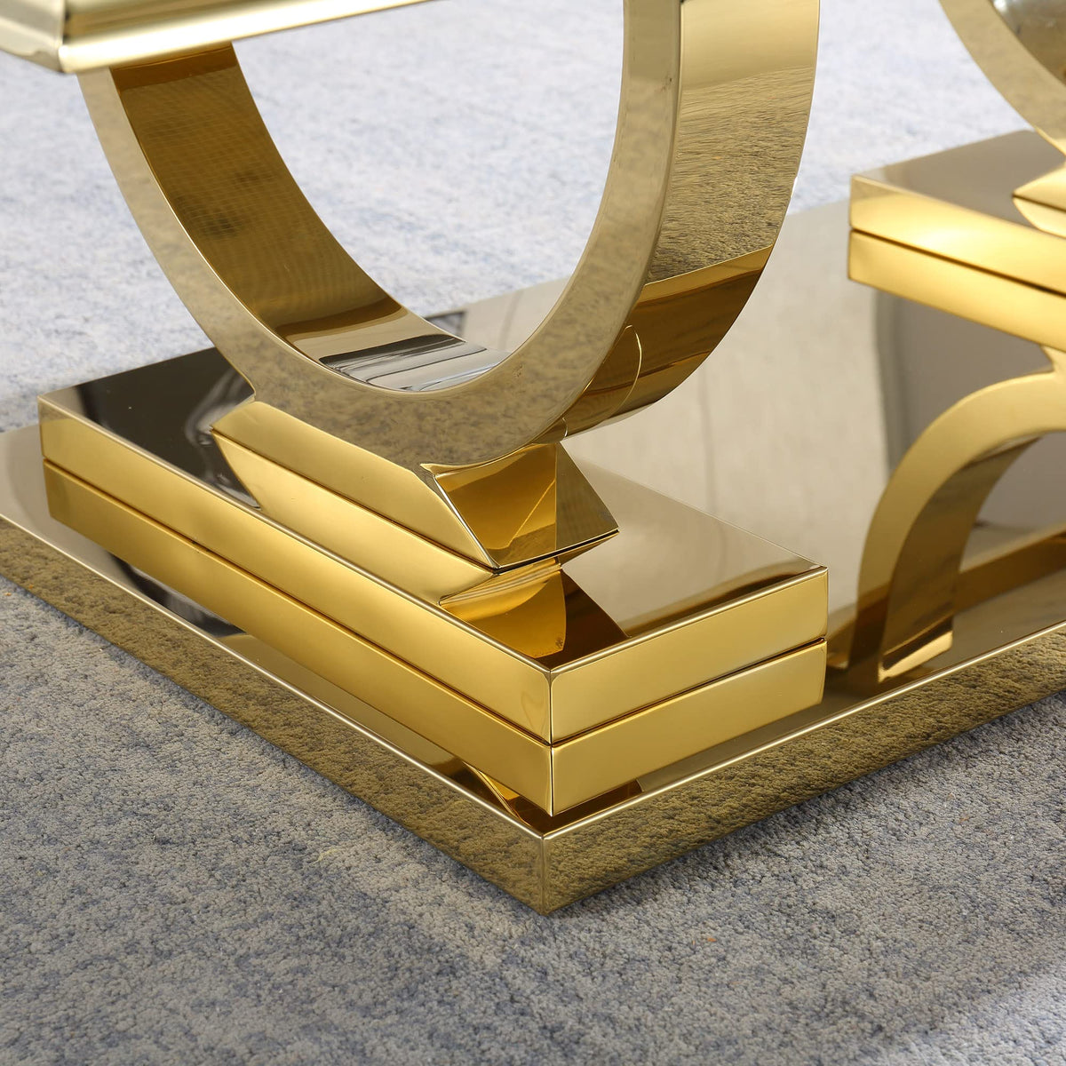 47" Black Faux Marble Coffee Table with Gold Pedestal Base X711775