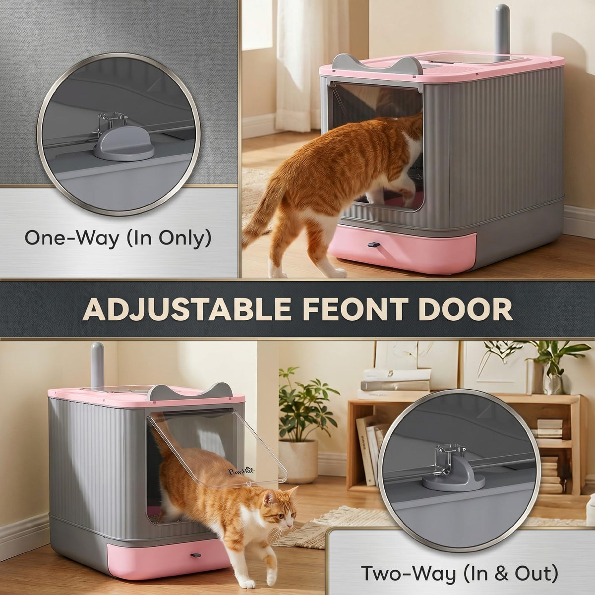 Pink Enclosed Cat Litter Box R754144