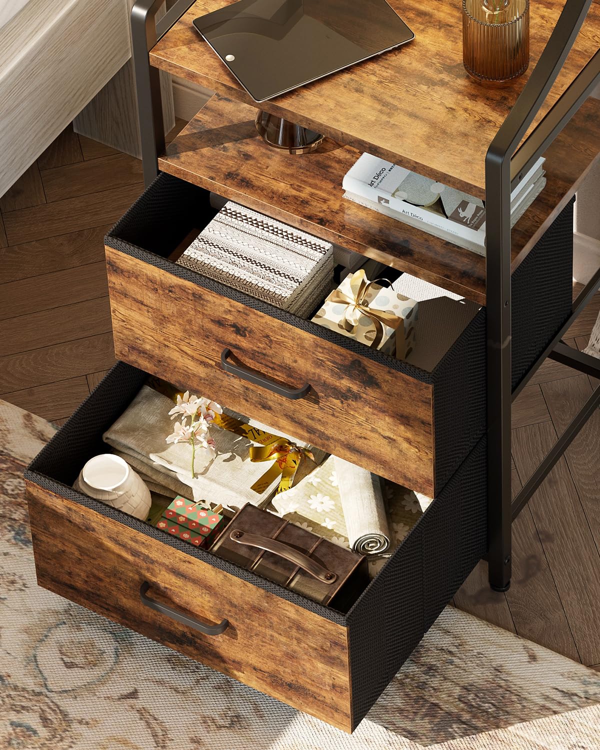 45" Tall Nightstand with Charging Station & Light M502