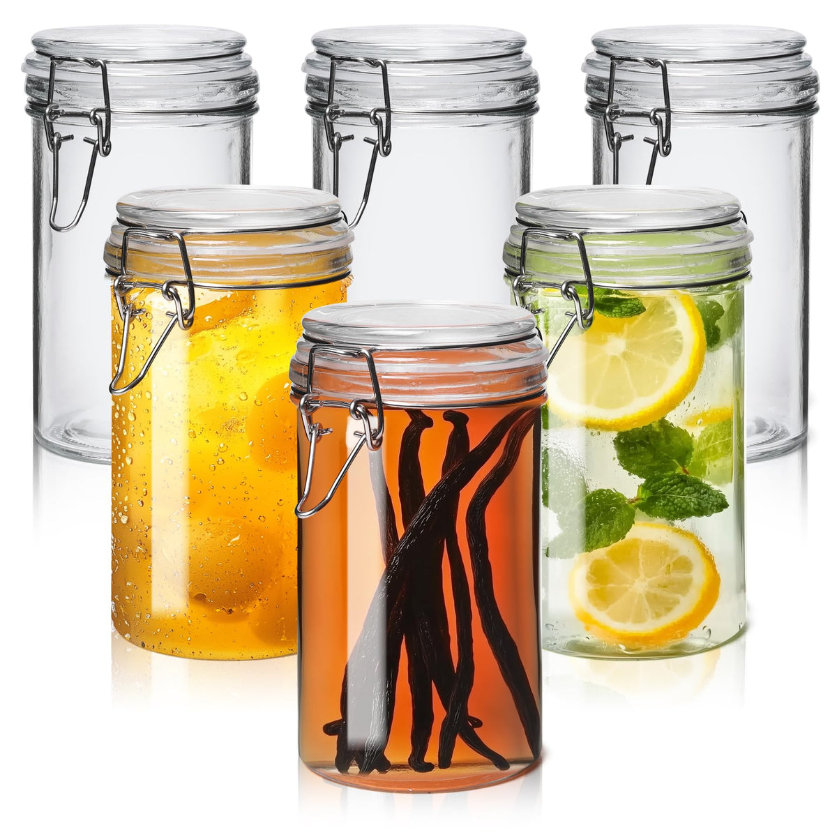 16 oz Glass Jars with Airtight Lids 6 Pack B90629