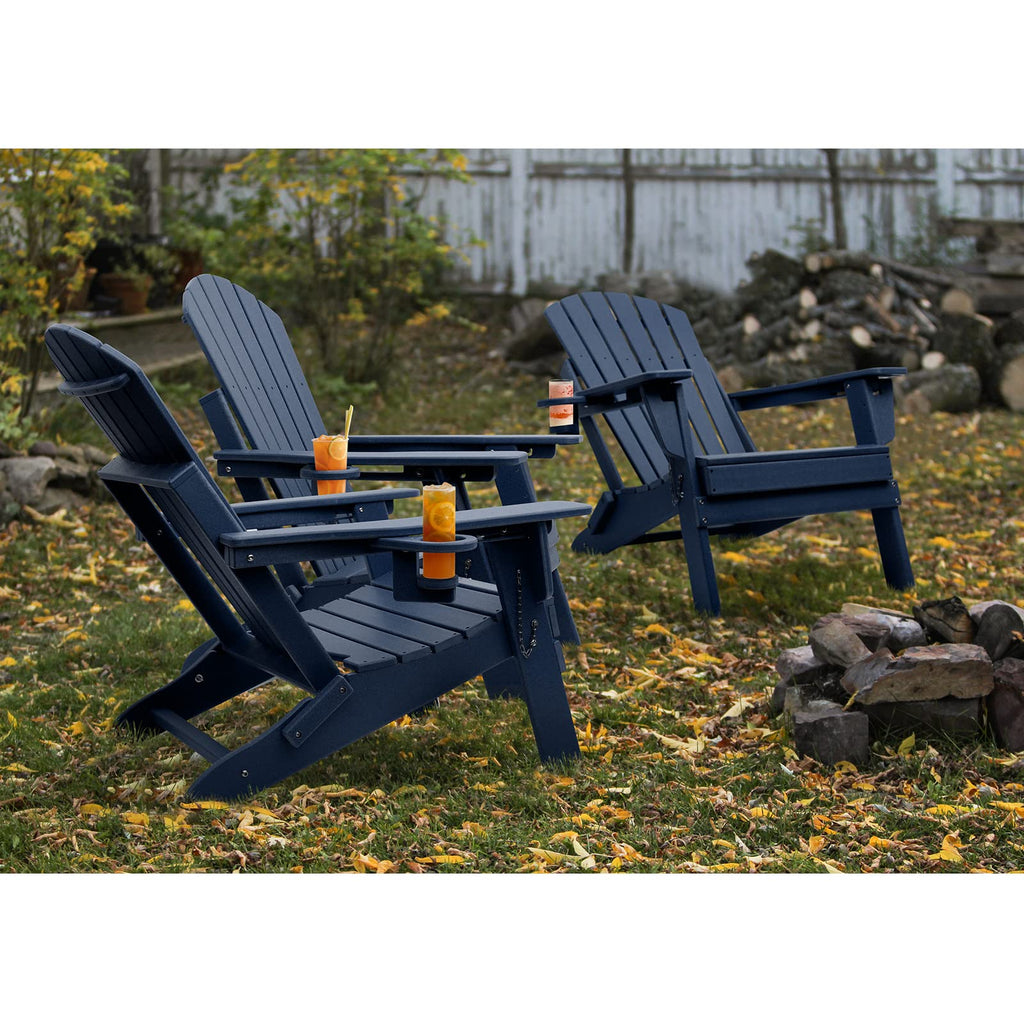 Oversized Folding Adirondack Chair Set of 4 with Adjustable Backrest J131591