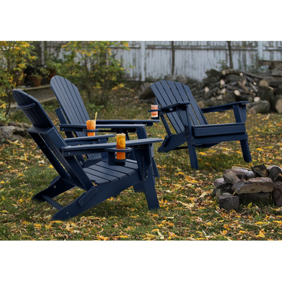 Oversized Folding Adirondack Chair Set of 4 with Adjustable Backrest J131591