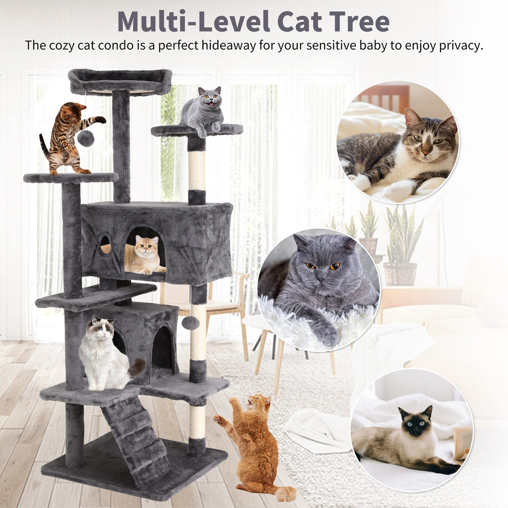 70 Inches Navy Blue Cat Tree B5807