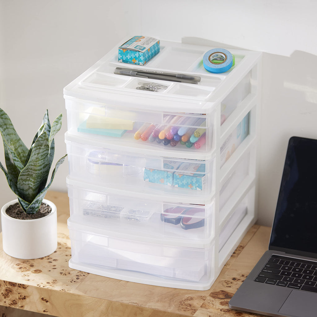 4-Tier White Plastic Drawer Organizer N199
