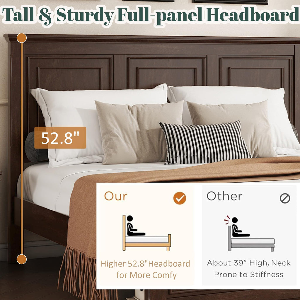 King Size Pinewood Platform Bed with Headboard and Footboard R737