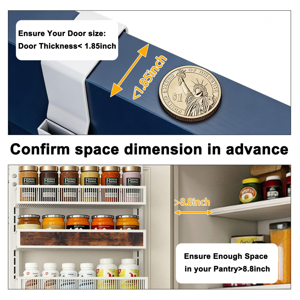 8 Tiers Pantry Door Organizer Spice Rack with Adjustable Baskets B8273