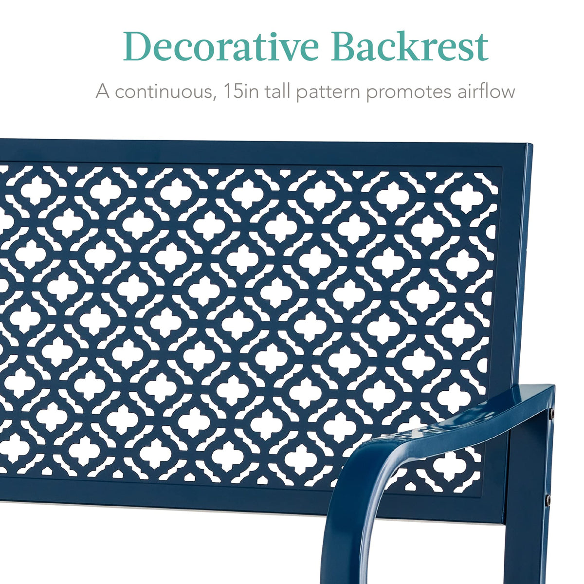 Peacock Blue 2-Person Metal Steel Outdoor Bench R333