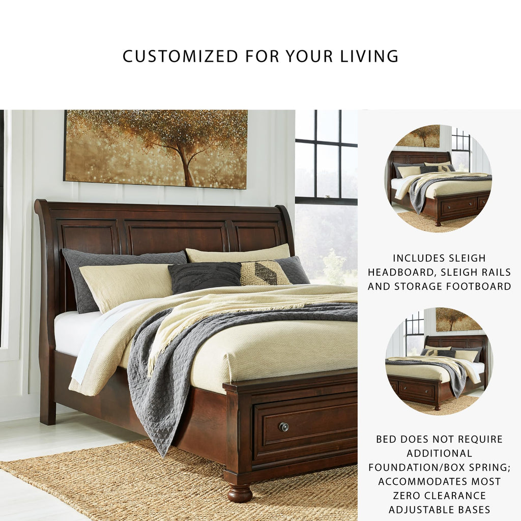 Cal King Sleigh Bed Frame with Storage E912760
