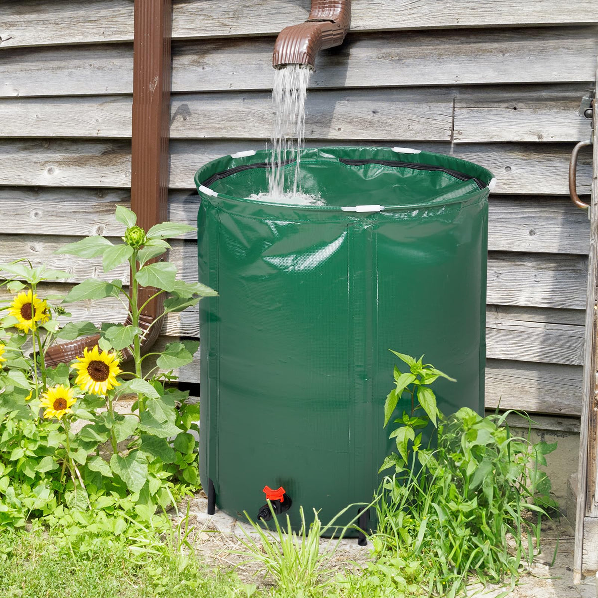 50 Gallon Portable Folding Rain Barrel with Spigots F927257