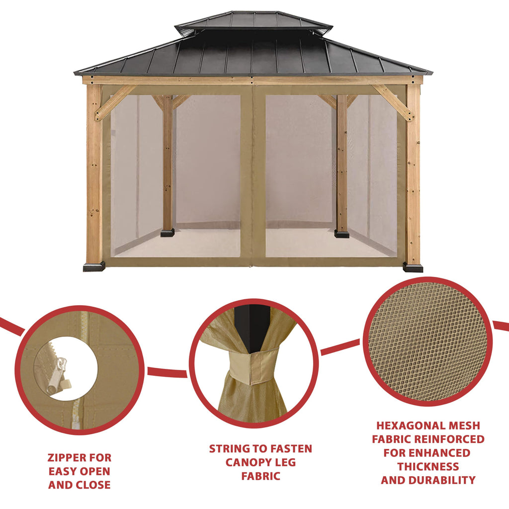 10' x 10' Gazebo Canopy Mosquito Netting Sidewalls D9707