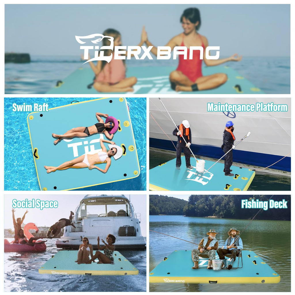 Inflatable Dock Floating Platform with Cup Holders 6x5ft A115365