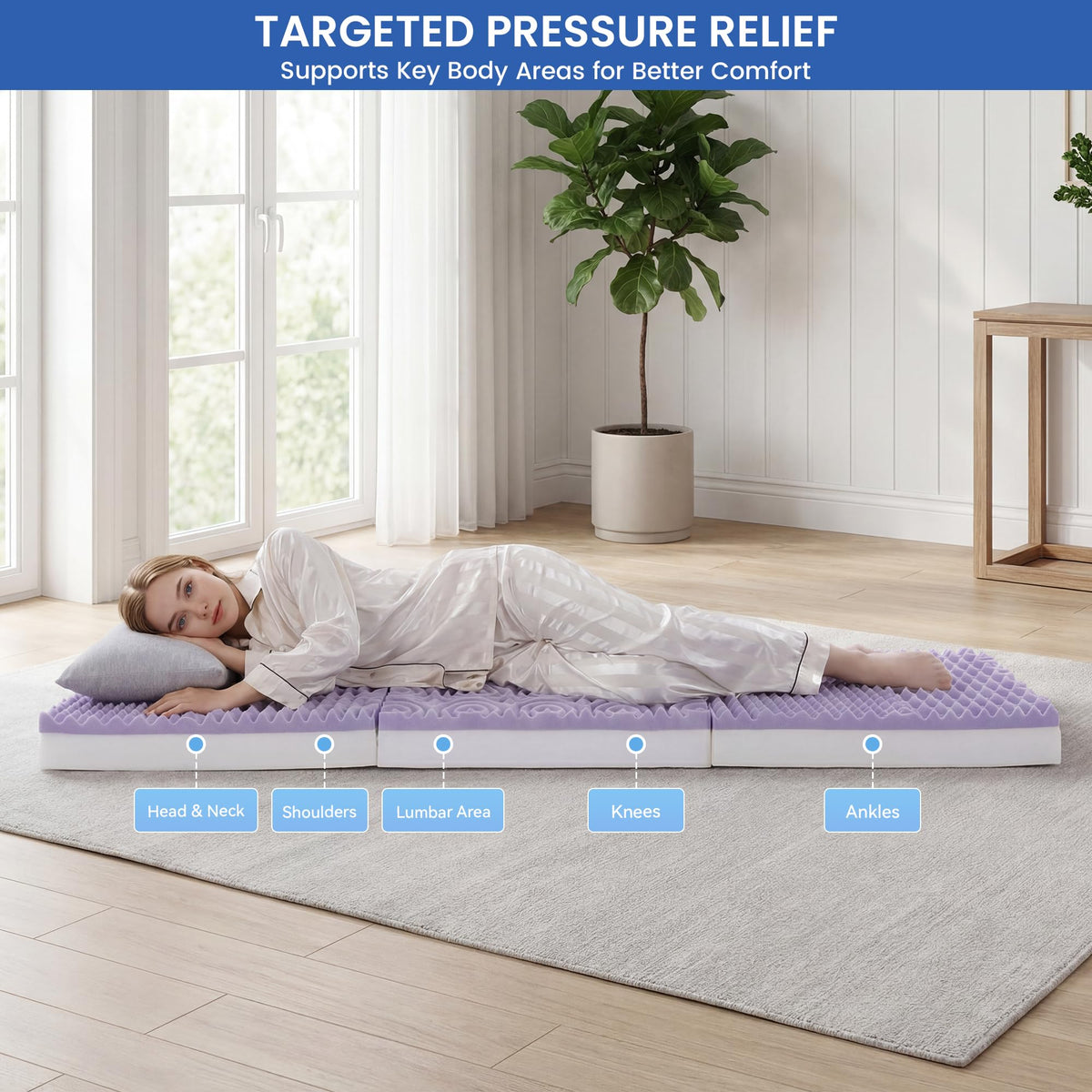 4 Inch Tri-Fold Memory Foam Mattress with Washable Cover A275