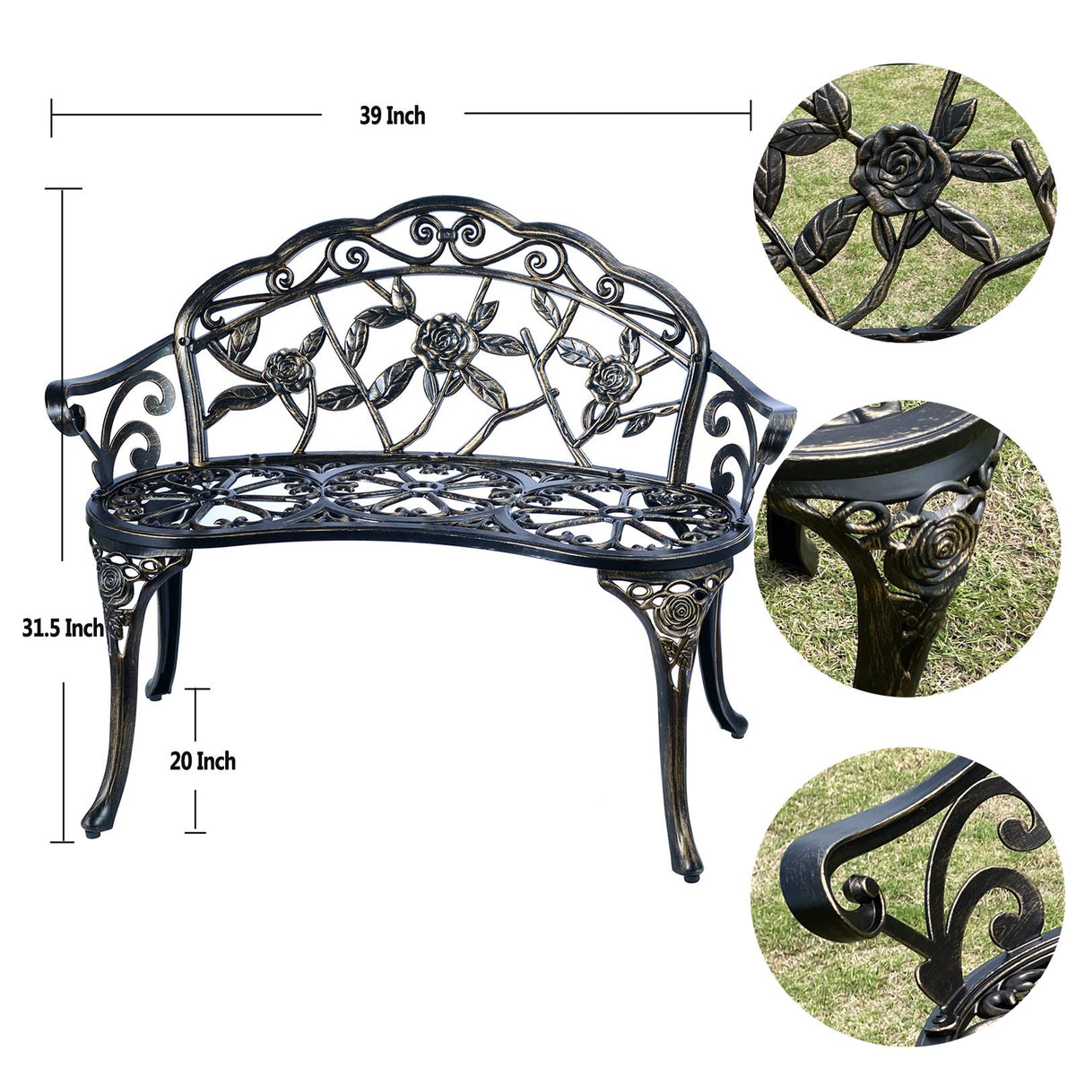 Cast Aluminum Outdoor Bench I4134