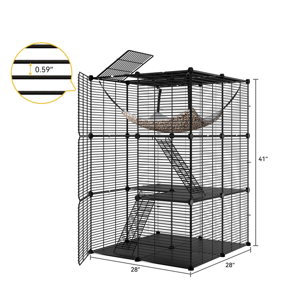 3-Tier Cat Cage Indoor Enclosure with Hammock U593