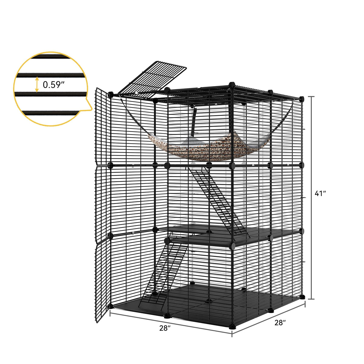 3-Tier Cat Cage Indoor Enclosure with Hammock U593