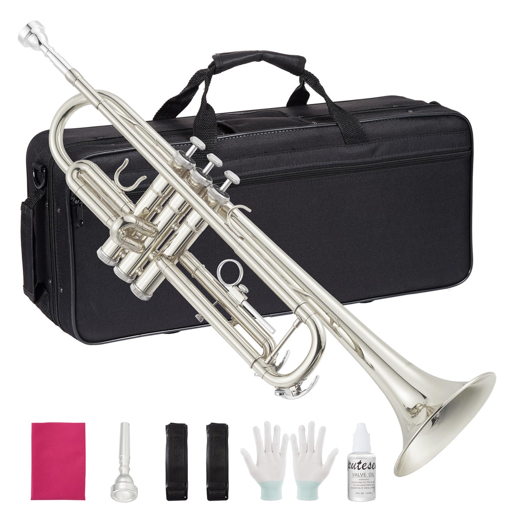 Nickel-Plated Brass Trumpet with Hard Case T391813