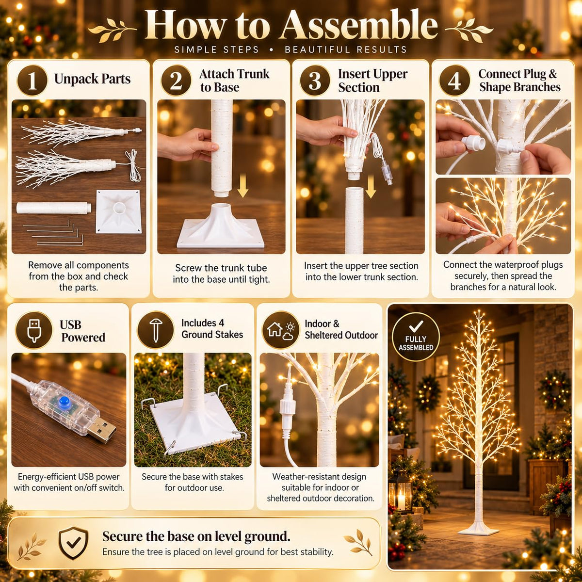 6FT Lighted Birch Tree, 312 LEDs, Warm White Z57289