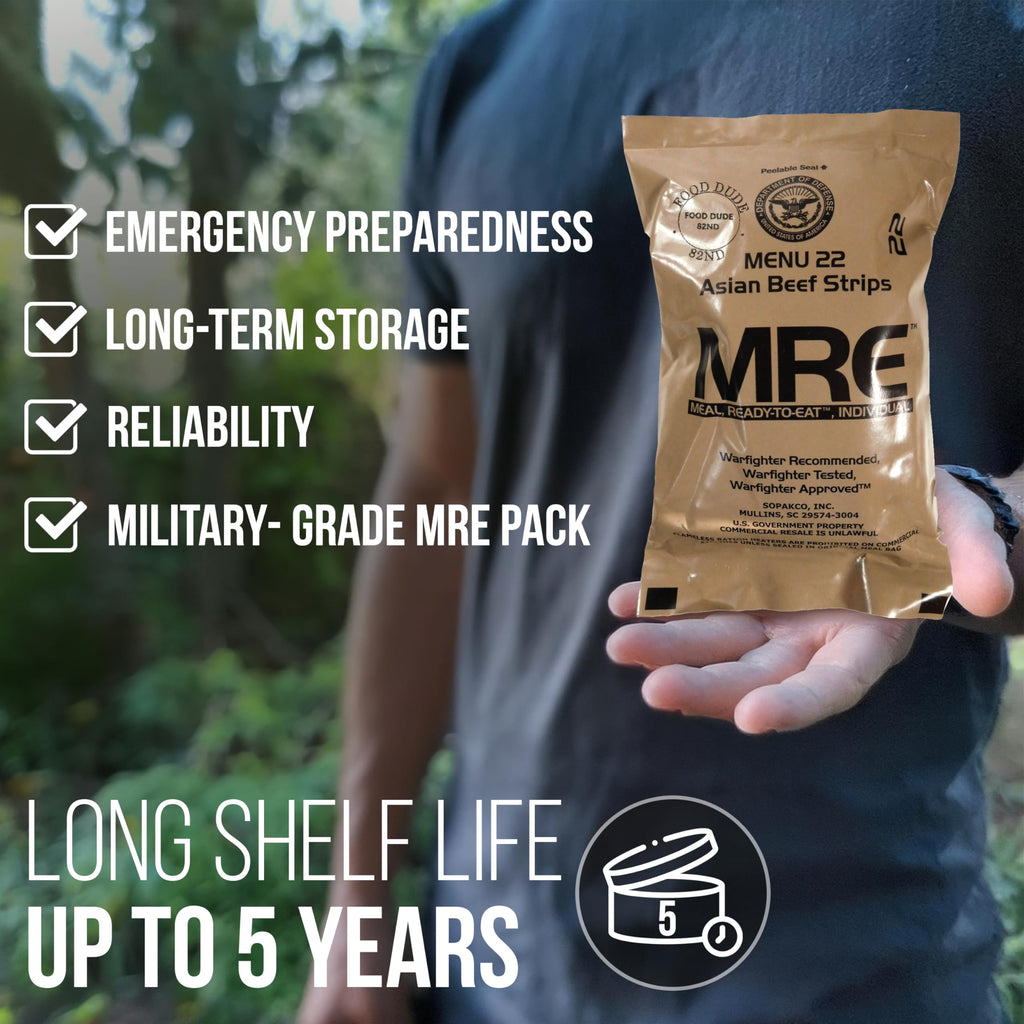 12 MRE Meals Ready to Eat with Heater Packs D36177