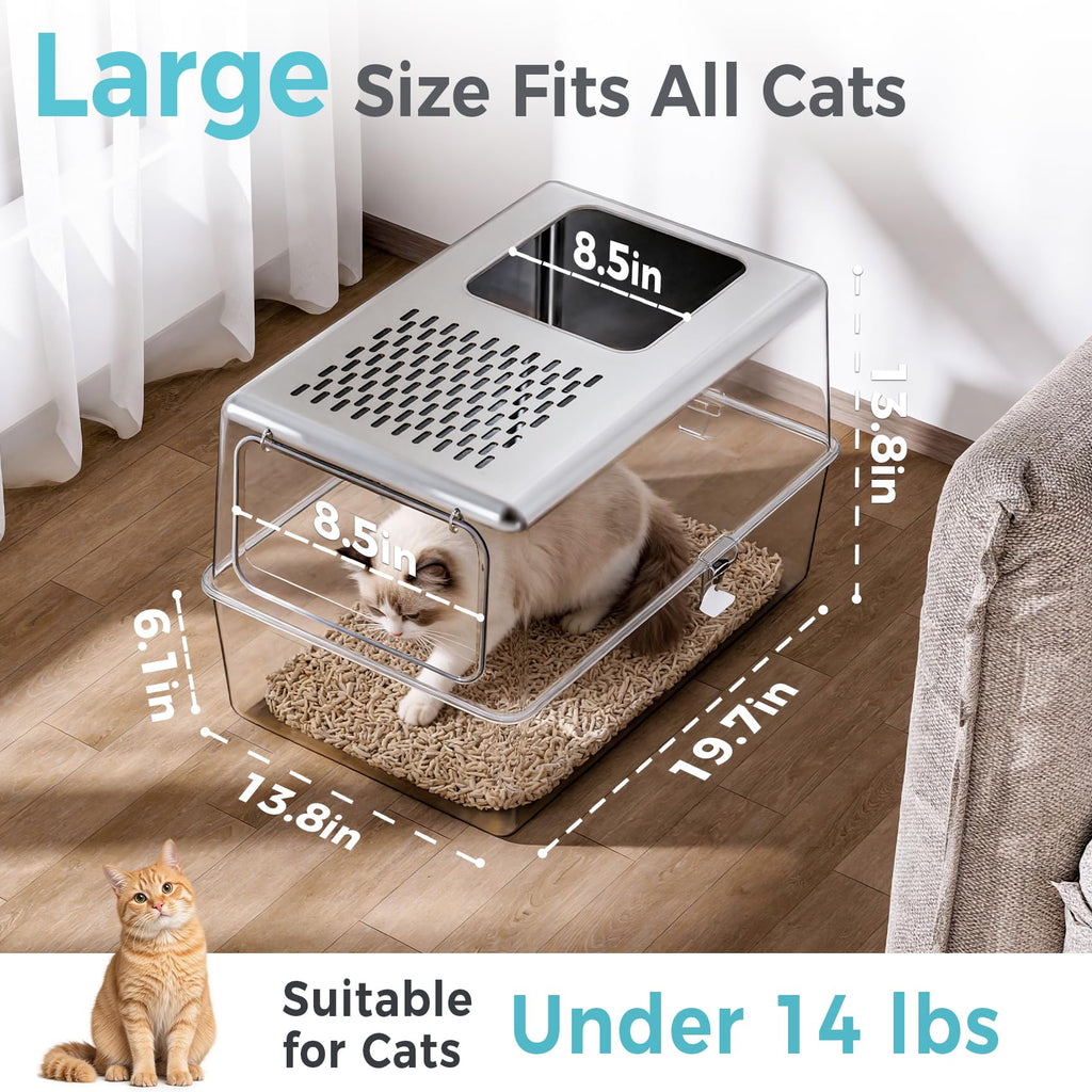 Enclosed Stainless Steel Cat Litter Box with Lid C38416