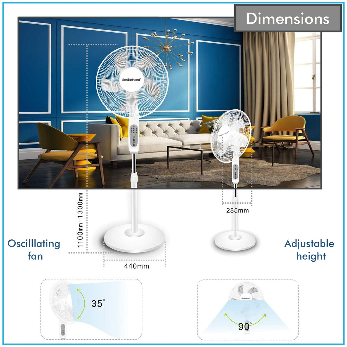 16” WIFI Enabled Oscillating Pedestal Fan L25290
