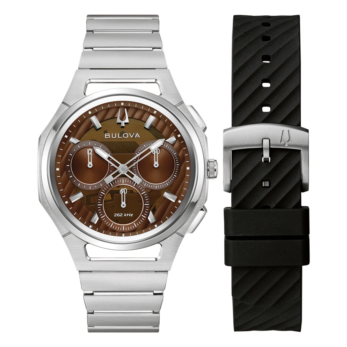 Brown Dial Stainless Steel Chronograph Watch Set 41.5mm B75020