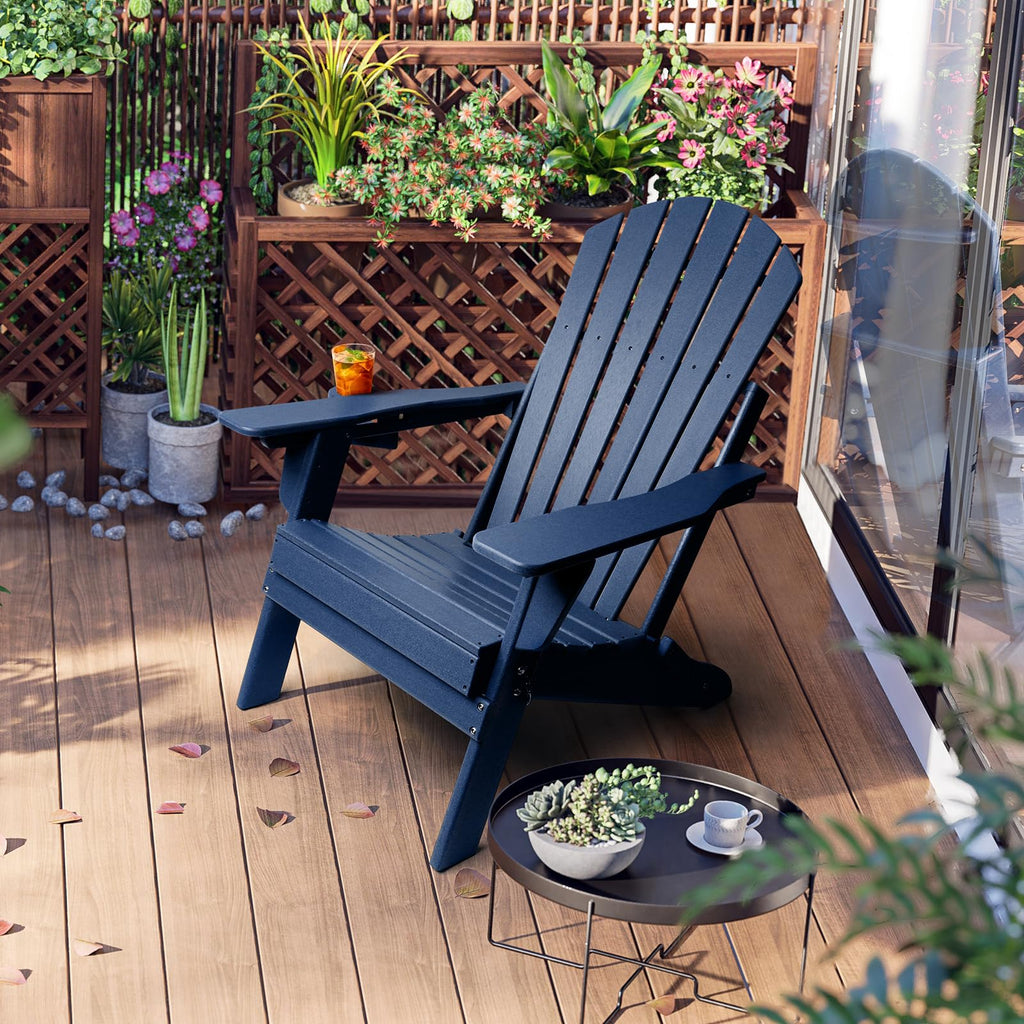 Oversized Folding Adirondack Chair Set of 4 with Adjustable Backrest J131591