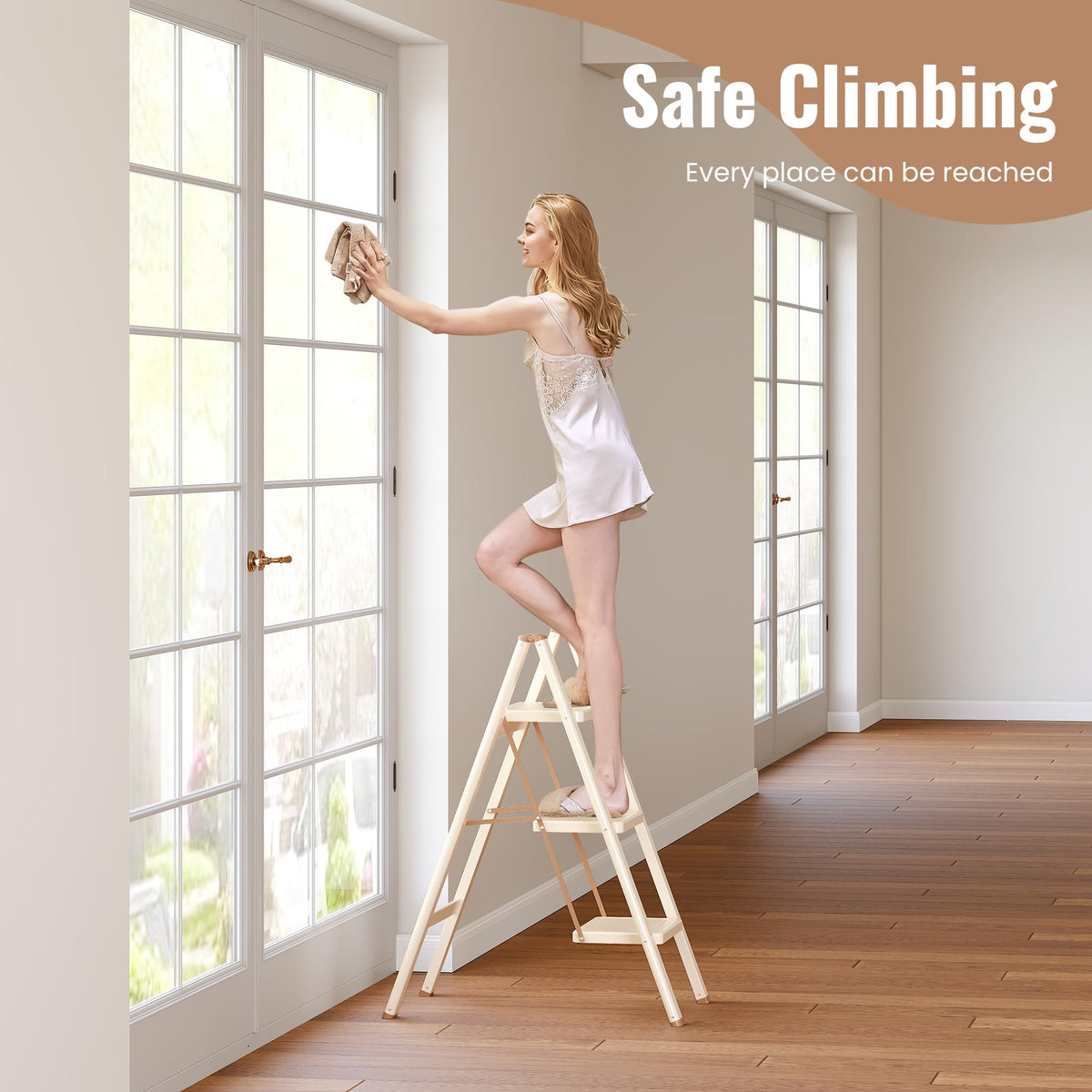 3 Step Folding Ladder with Anti Slip Pedal V30942