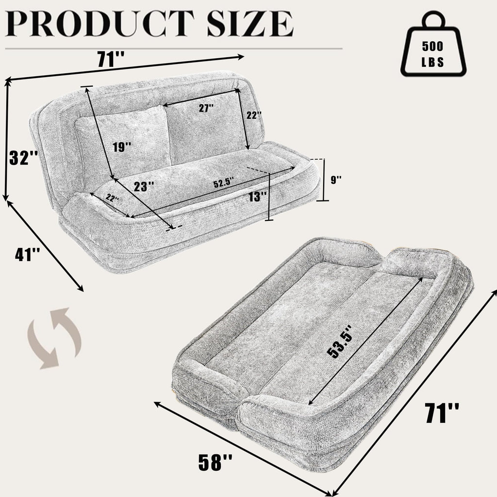 Light Gray Folding Floor Sofa Bed N162773