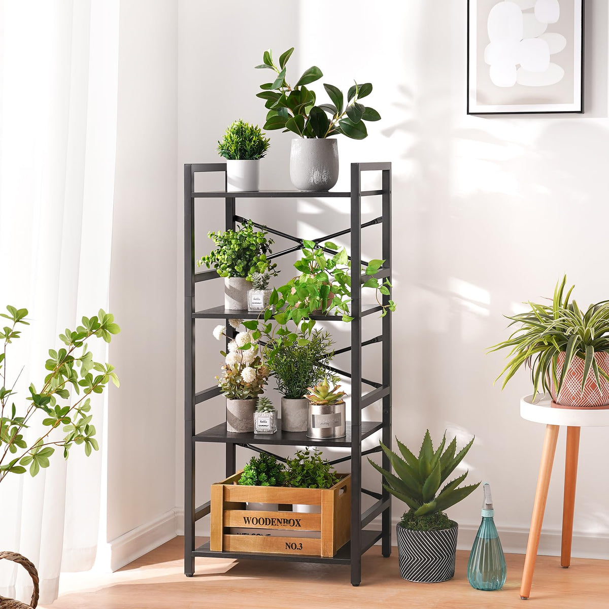 4 Tier Metal Wood Bookshelf X83558