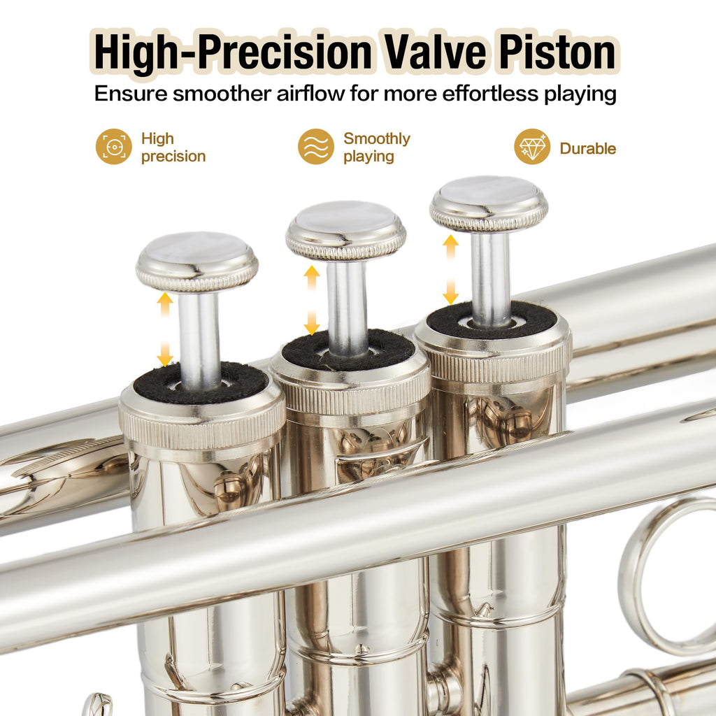 Nickel-Plated Brass Trumpet with Hard Case T391813