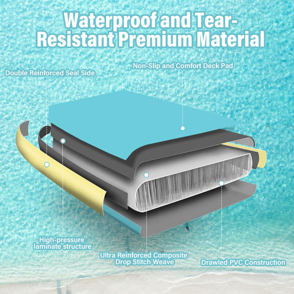 Inflatable Dock Floating Platform with Cup Holders 6x5ft A115365