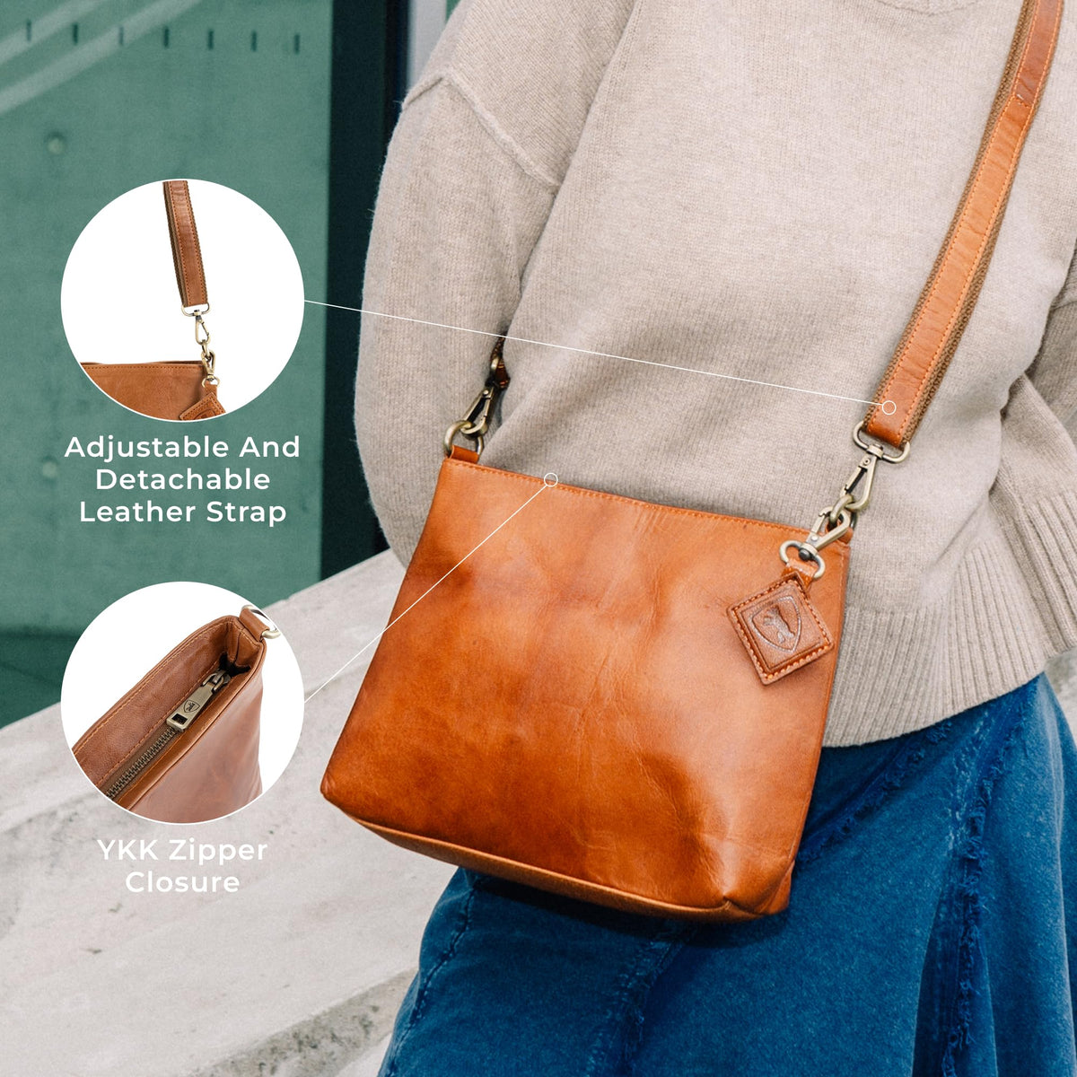 Full Grain Leather Crossbody Purses T2508