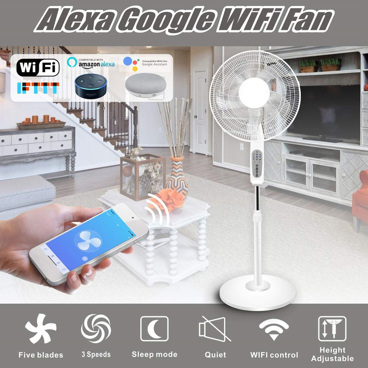 16” WIFI Enabled Oscillating Pedestal Fan L25290