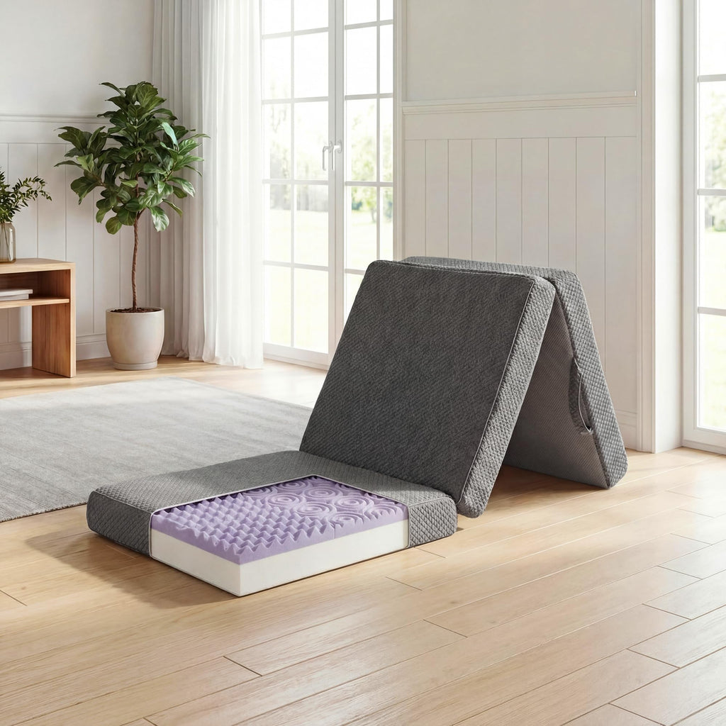 4 Inch Tri-Fold Memory Foam Mattress with Washable Cover A275