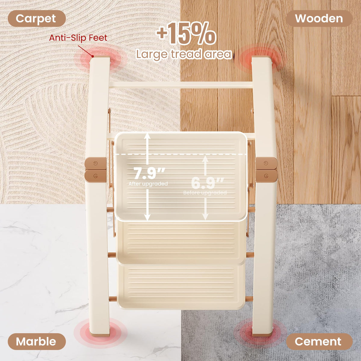 3 Step Folding Ladder with Anti Slip Pedal V30942