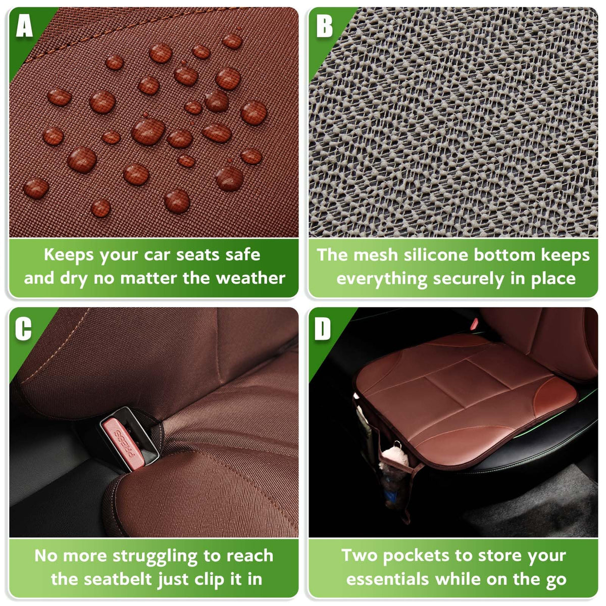 Car Seat Protector with 2 Storage Pockets, Black X5523