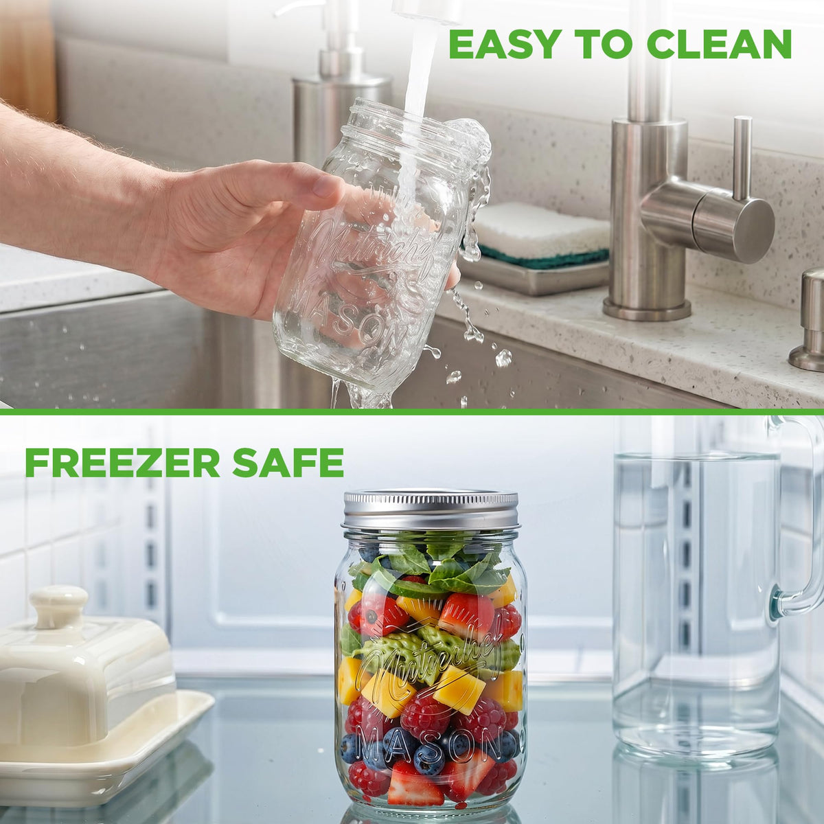 8-Pack 16 oz Glass Mason Jars with Lids J4481