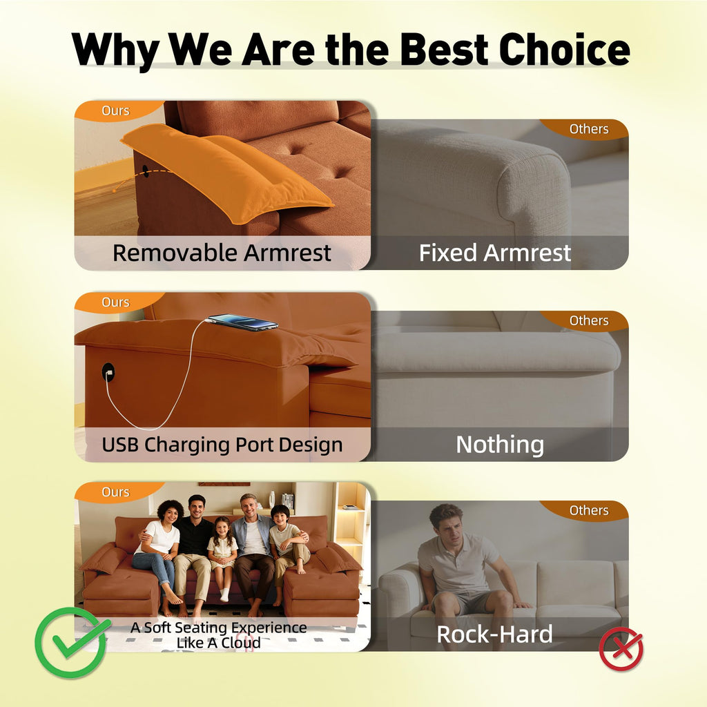 110" 3-in-1 Convertible Sleeper Sofa Bed A224844